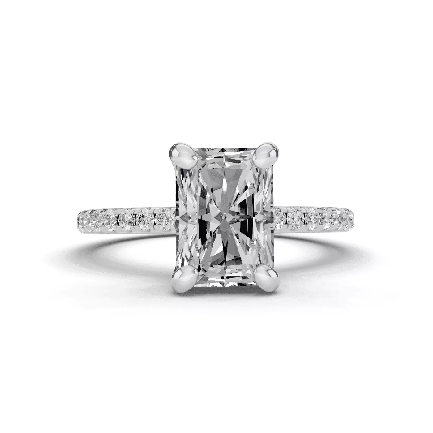 Hidden Halo Detail 14K White Gold Engagement Ring