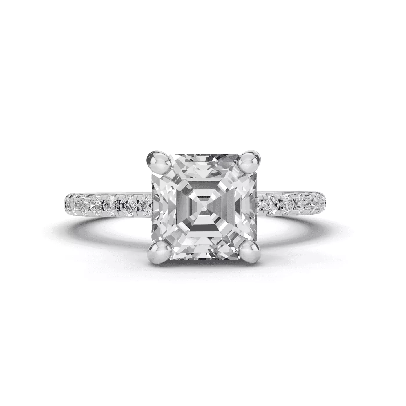 Hidden Halo Detail 14K White Gold Engagement Ring