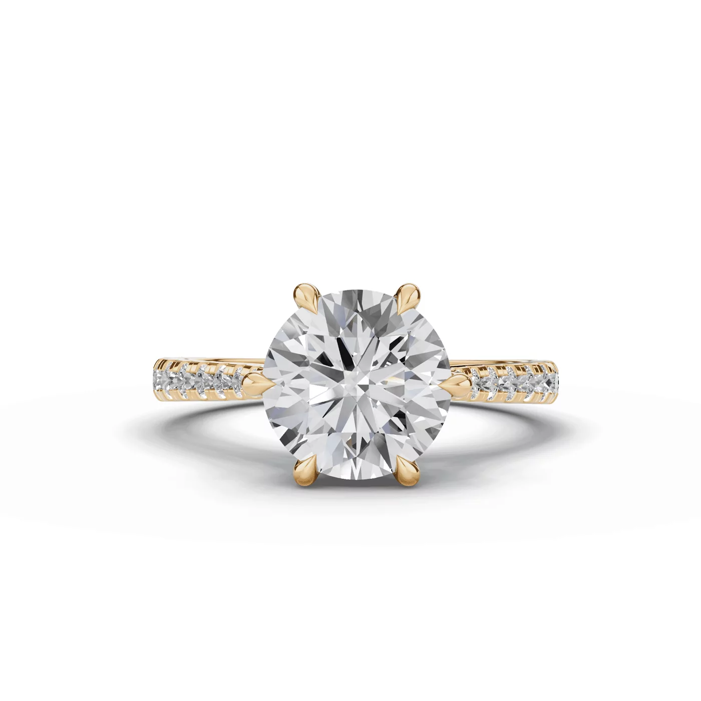 Cathedral Setting 14K Yellow Gold Engagement Ring