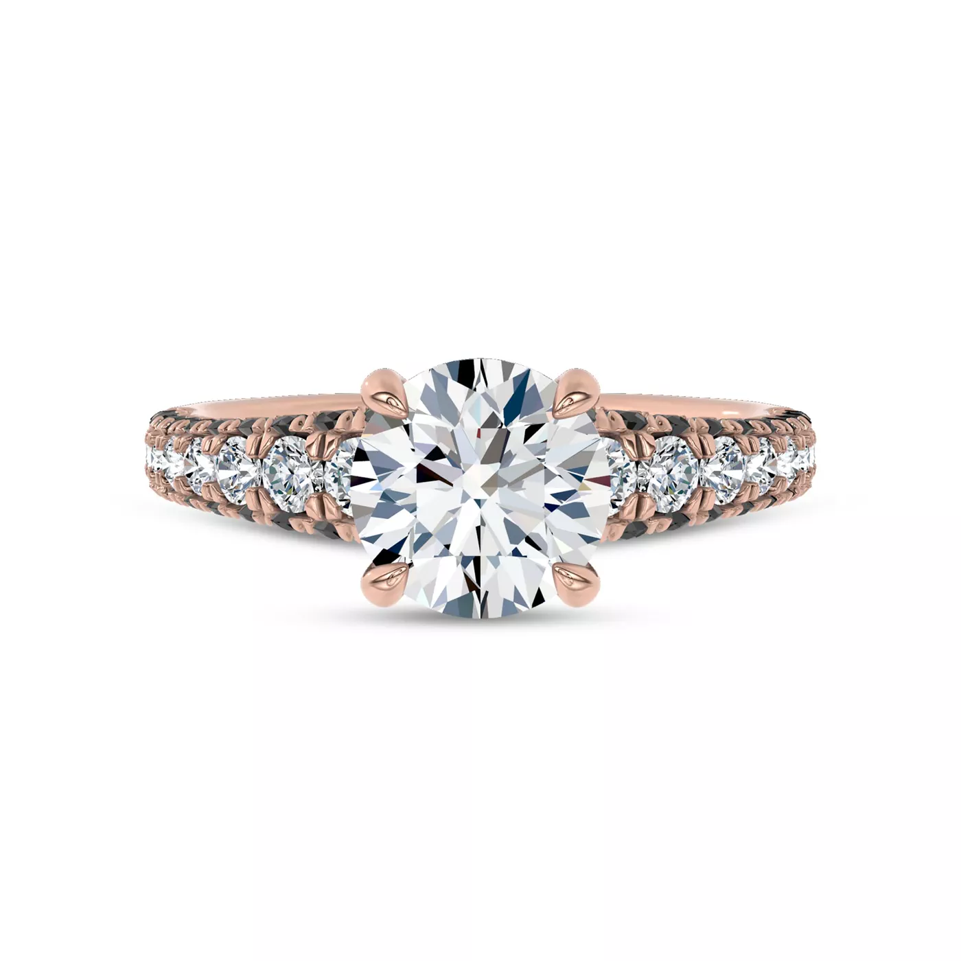 Brilliant Side Accents 14K Rose Gold Engagement Ring