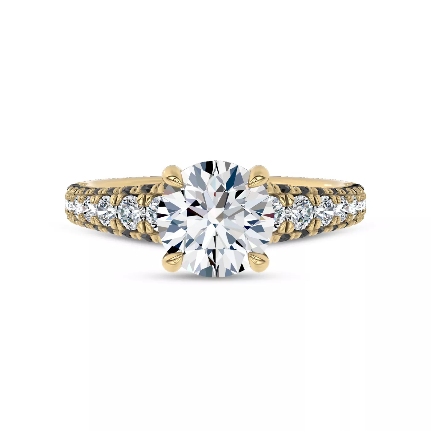 Brilliant Side Accents 14K Yellow Gold Engagement Ring