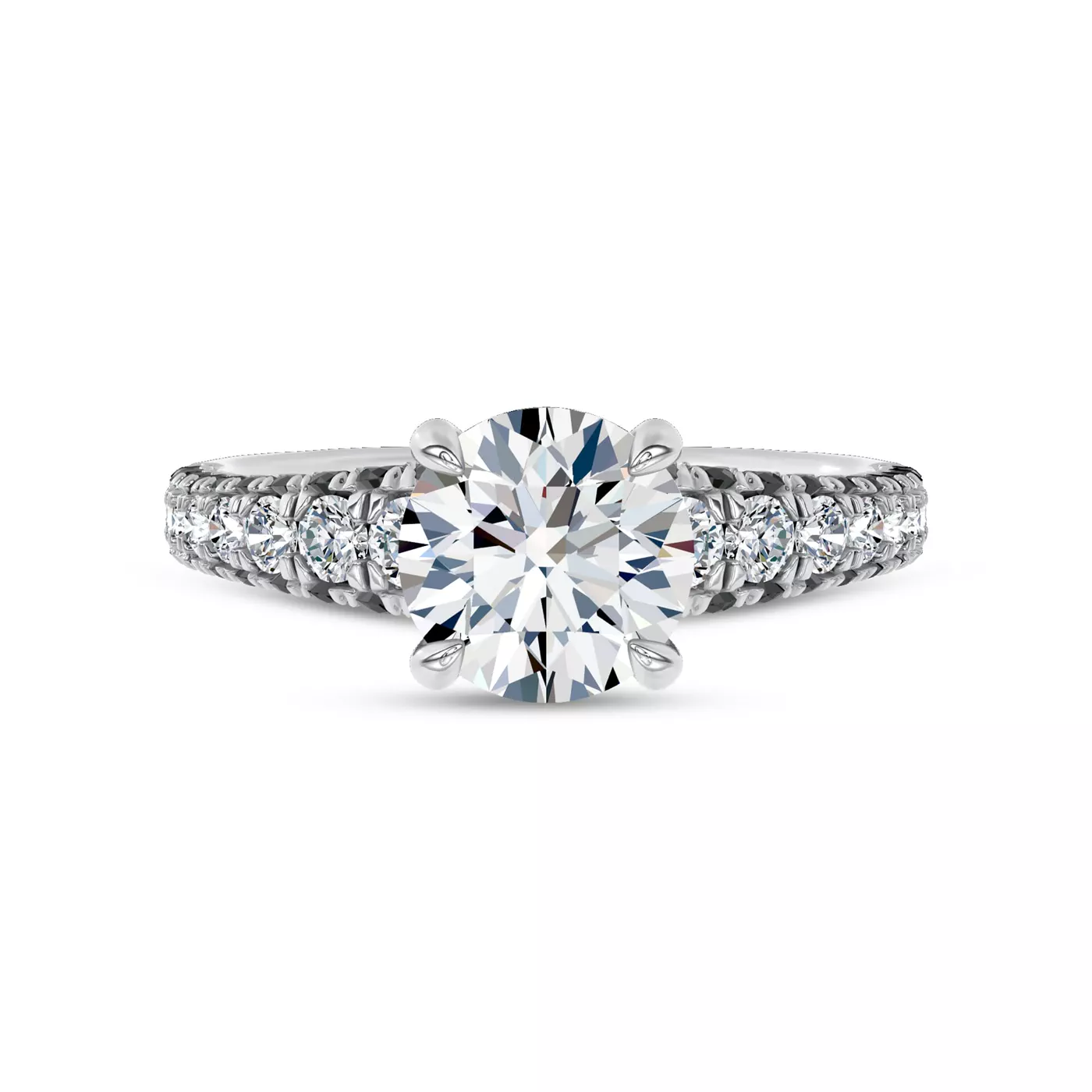 Brilliant Side Accents Platinum Engagement Ring