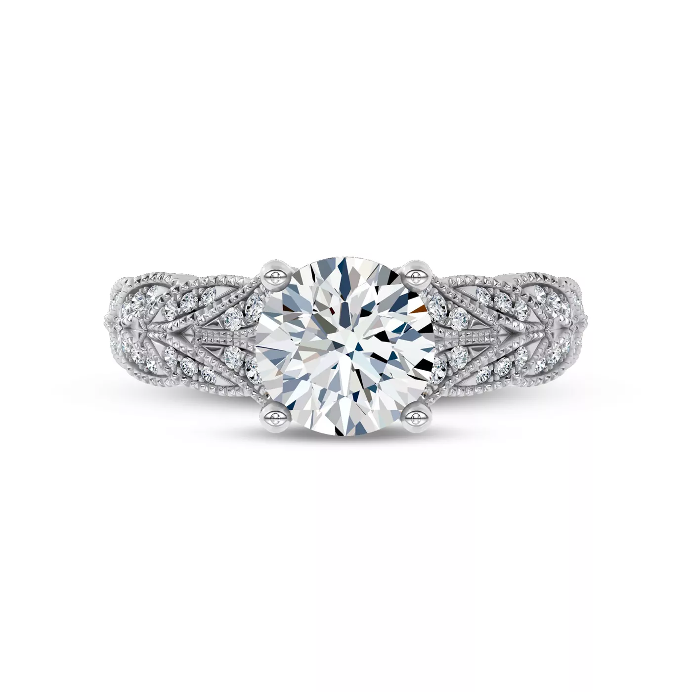 Brilliant Side Accents 14K White Gold Engagement Ring
