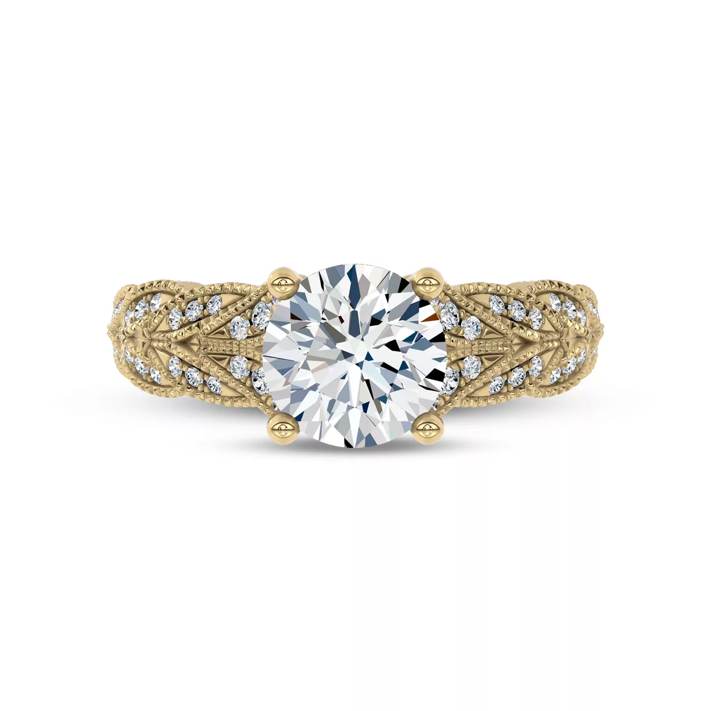 Brilliant Side Accents 14K Yellow Gold Engagement Ring