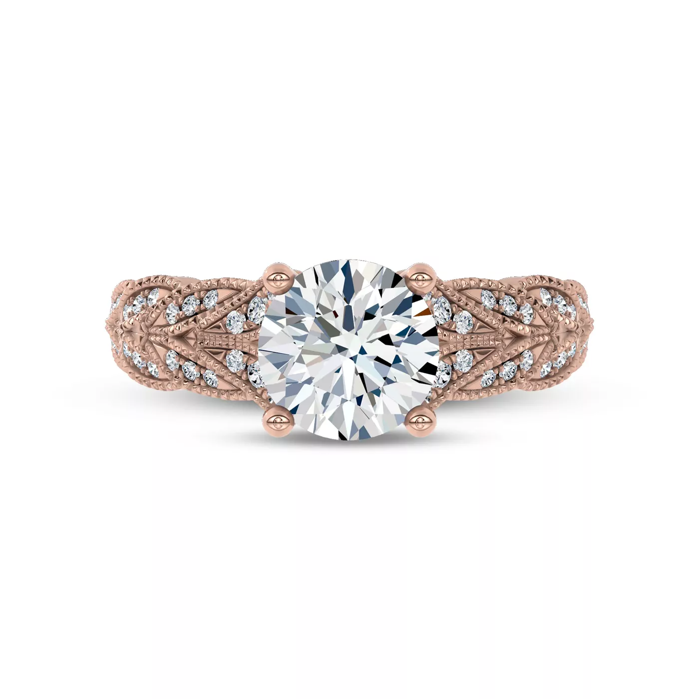 Brilliant Side Accents 18K Rose Gold Engagement Ring