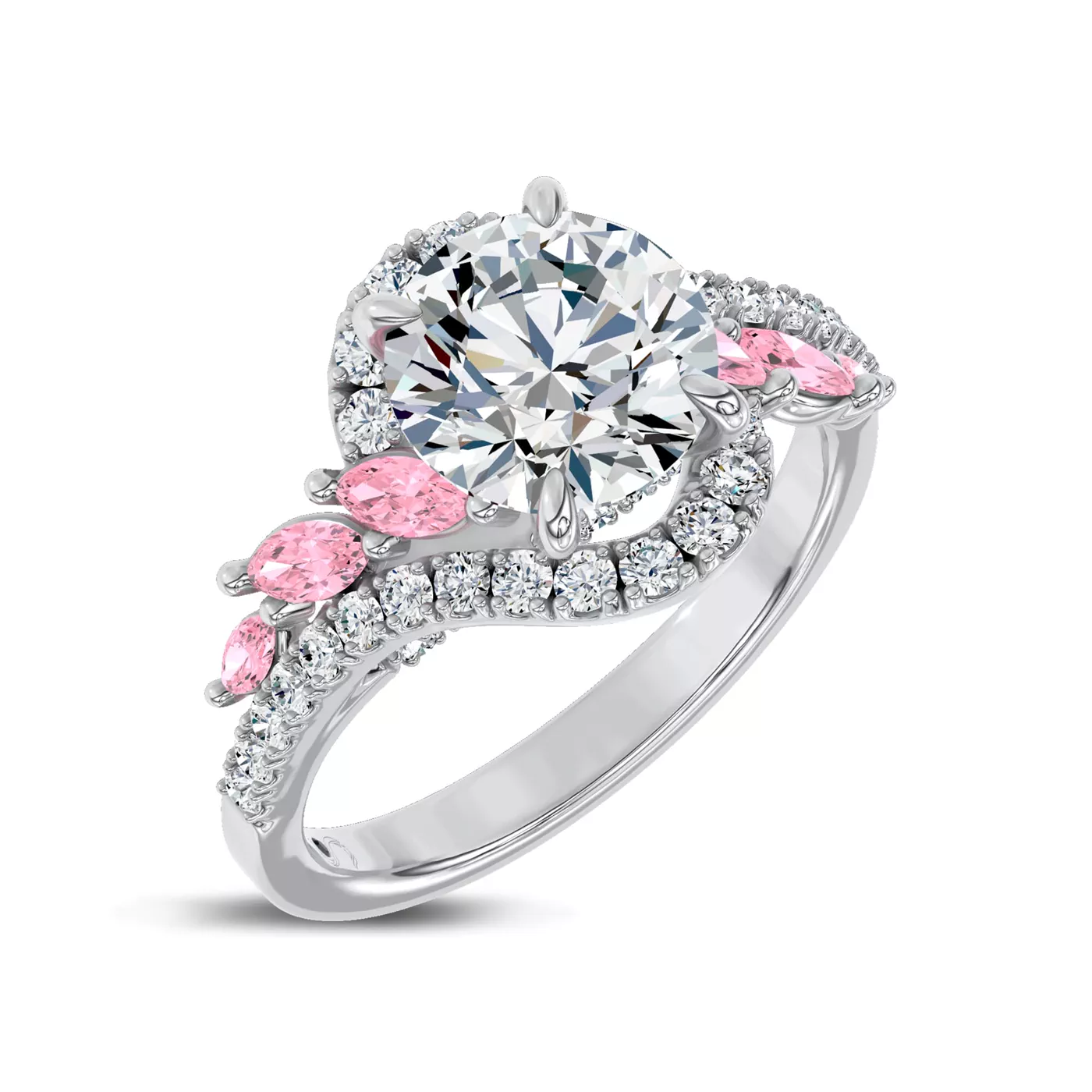 Roma Pink 3本セット　ホワイト Envol Lab Pink Sapphire Accented Engagement Ring by Christian