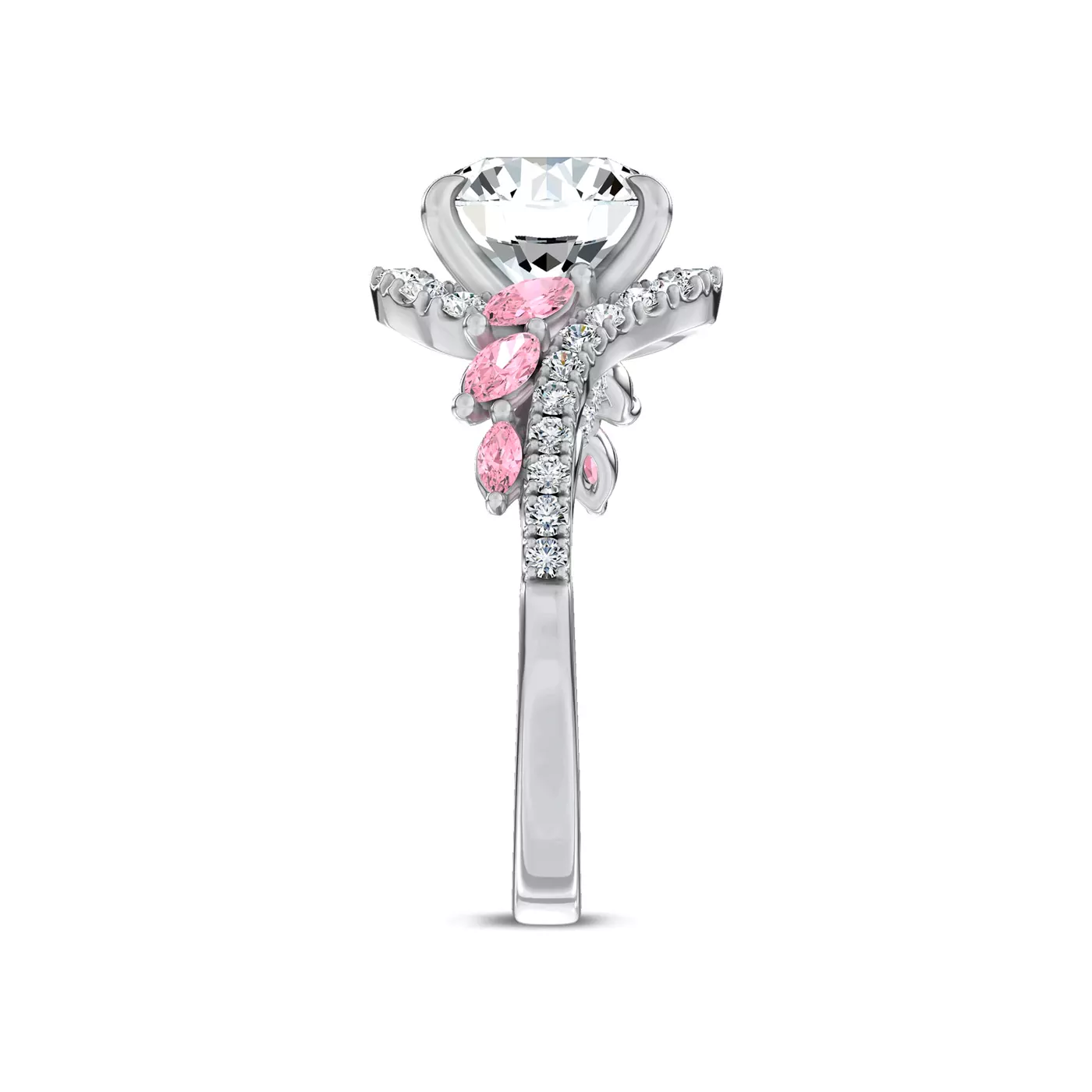 Envol Lab Pink Sapphire Accented Engagement Ring by Christian
