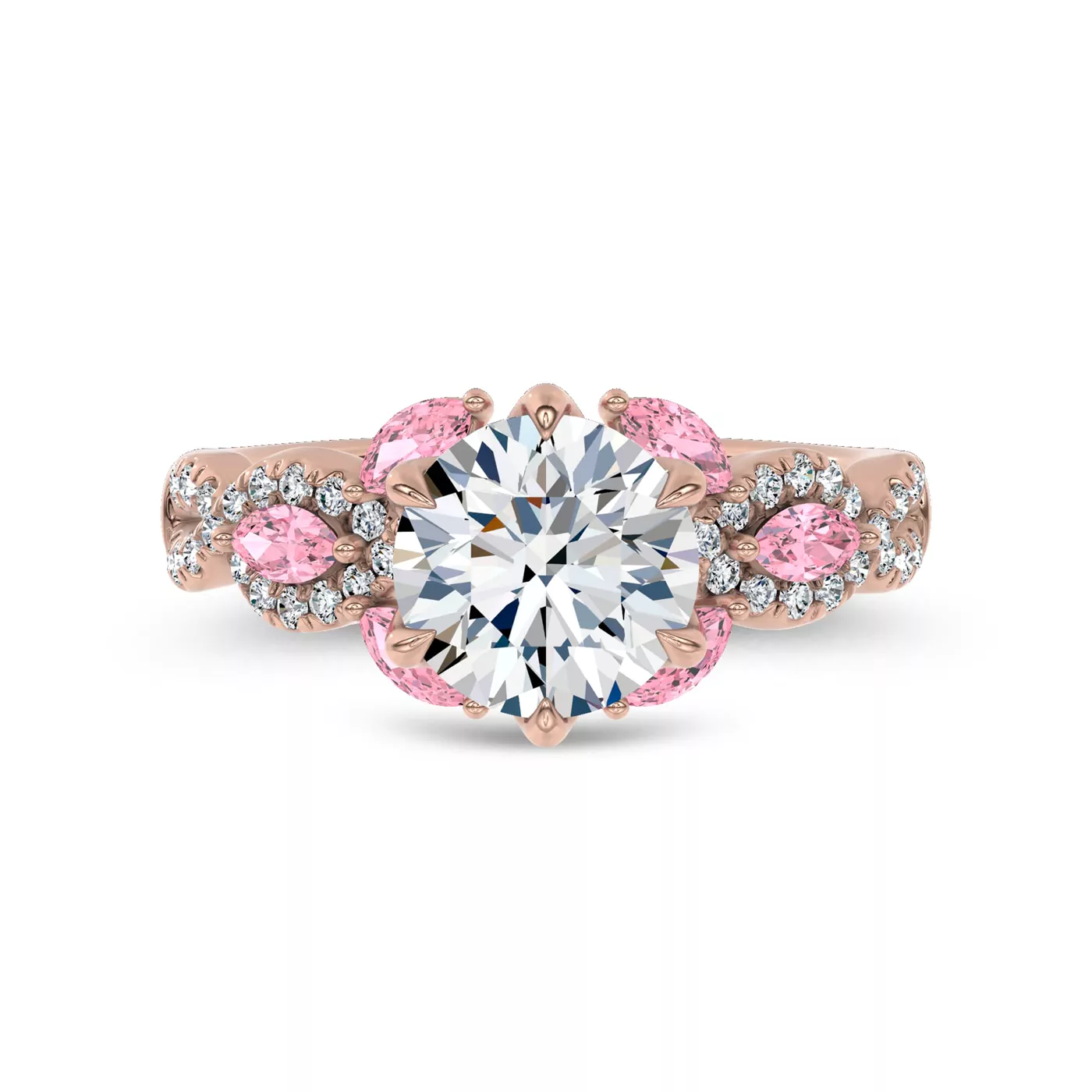 Pavé Band 14K Rose Gold Engagement Ring