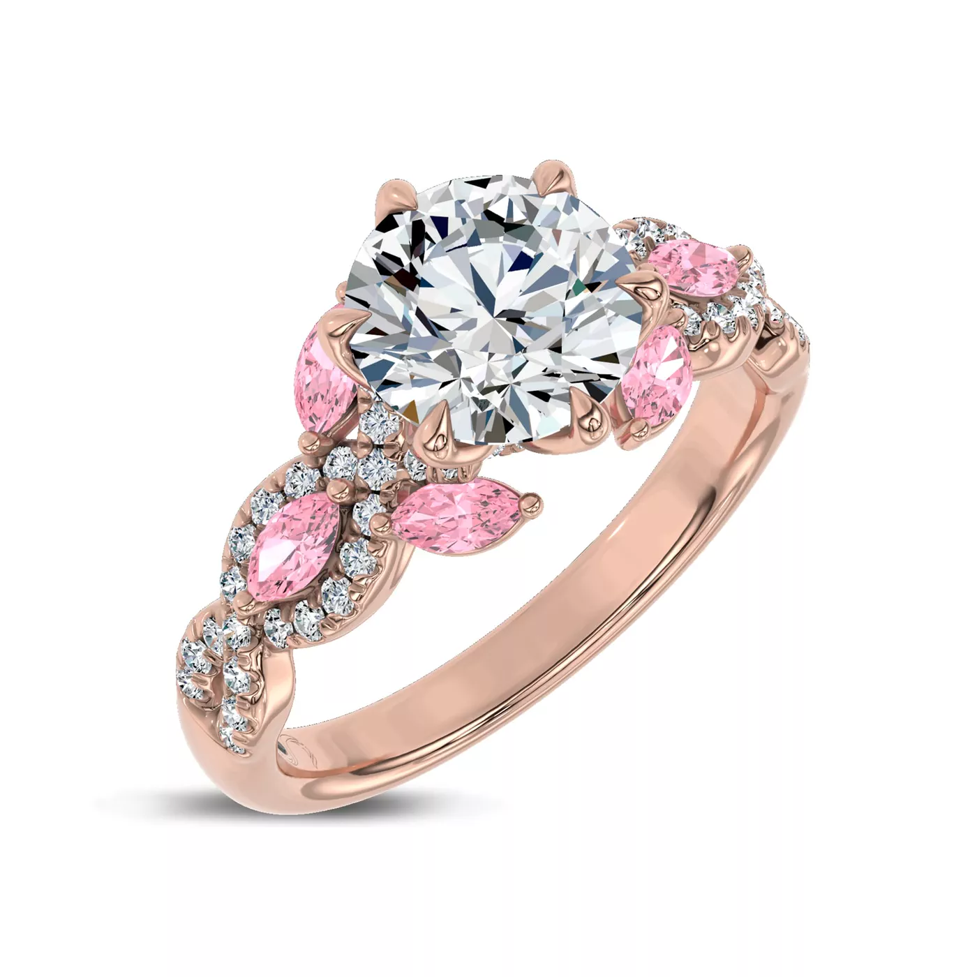 Valora Pavé Vine Lab Pink Sapphire Engagement Ring by Christian