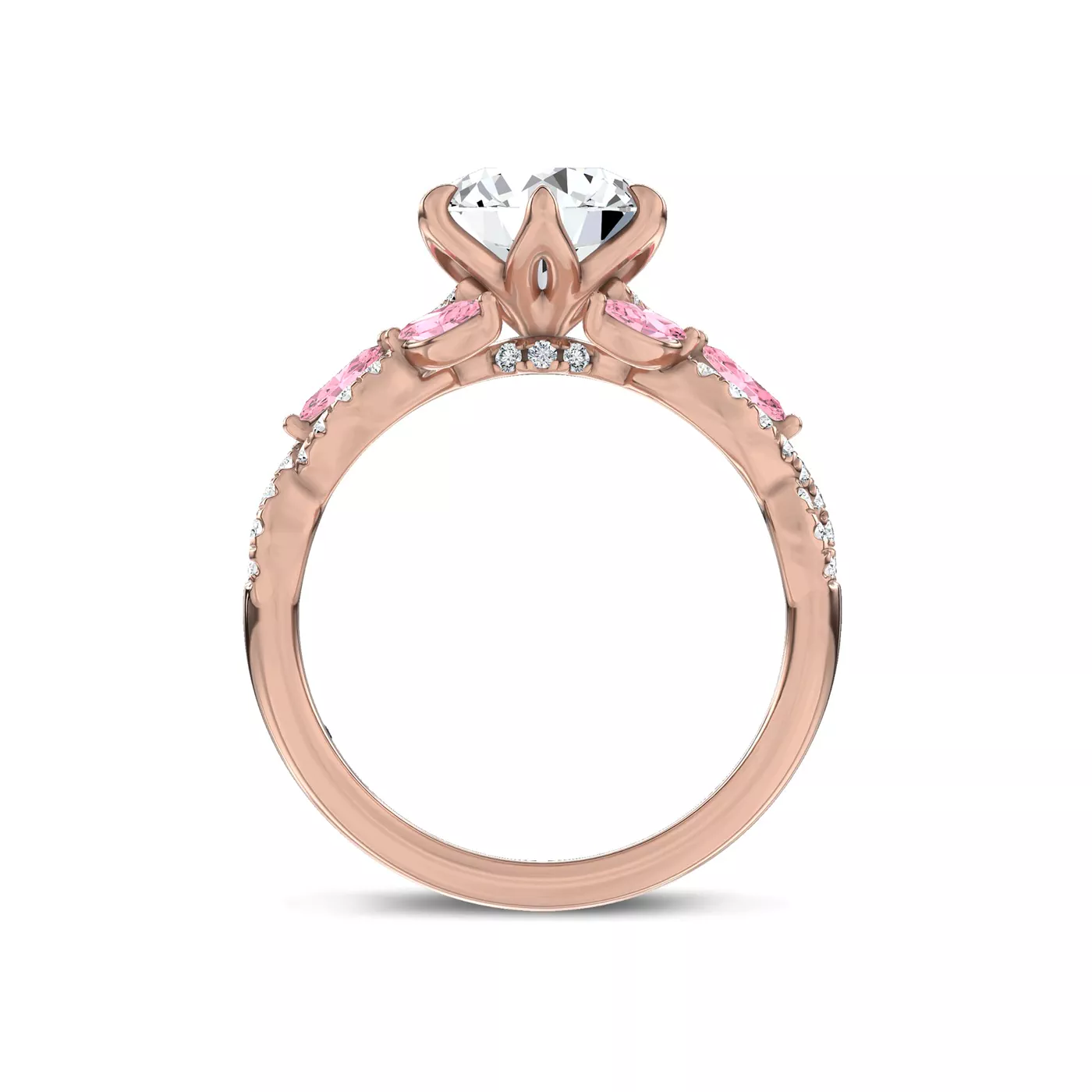Valora Pavé Vine Lab Pink Sapphire Engagement Ring by Christian