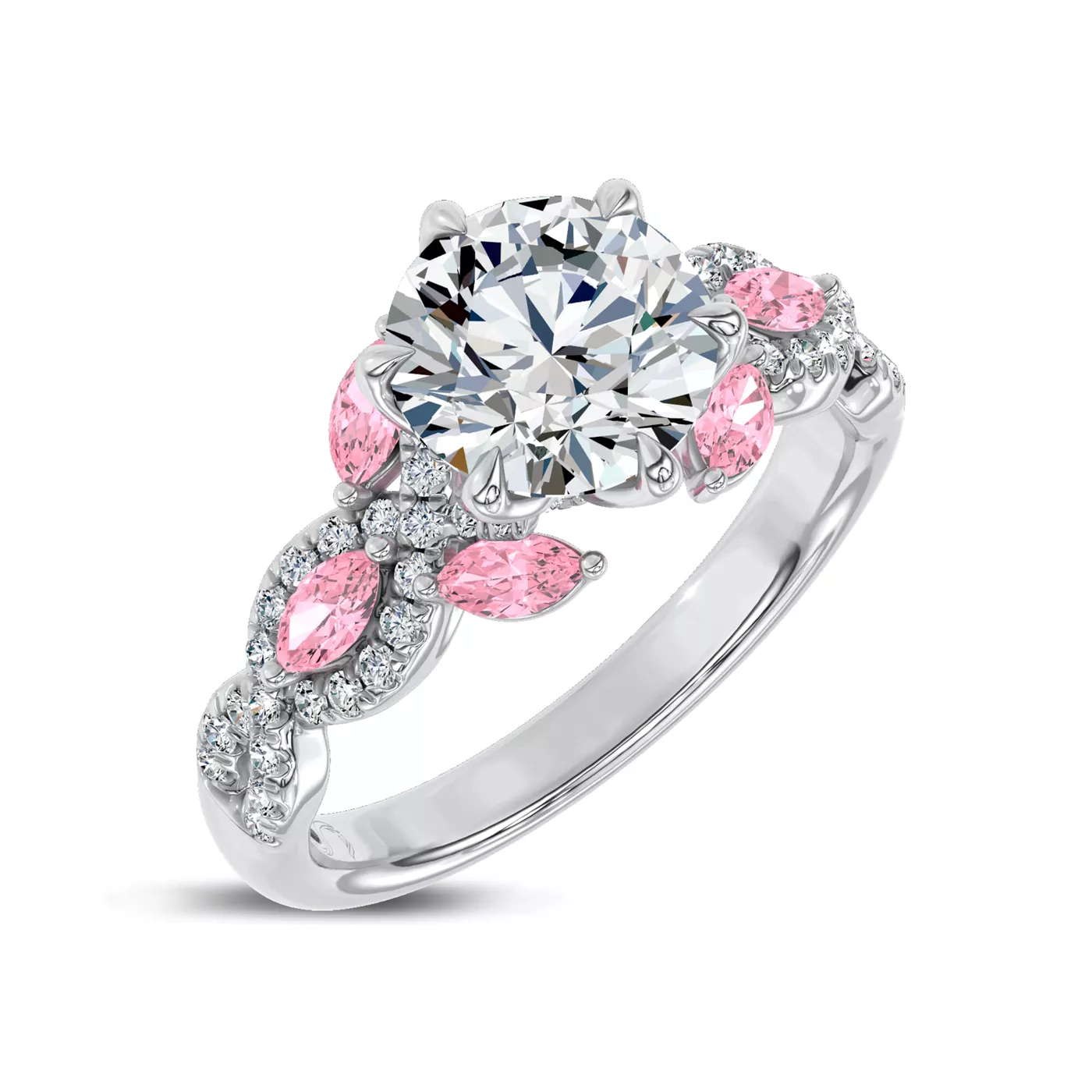 Valora Pavé Vine Lab Pink Sapphire Engagement Ring by Christian