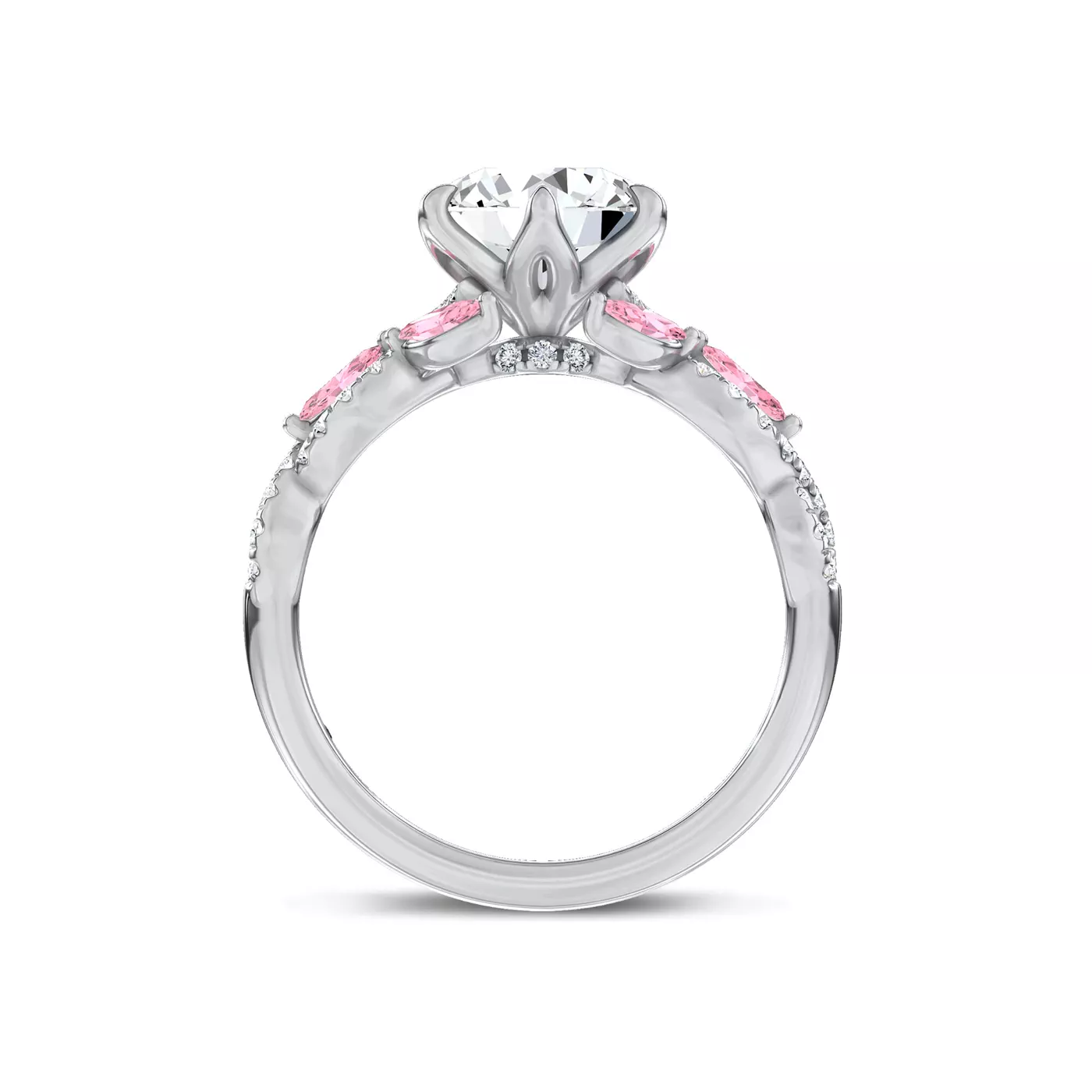 Valora Pavé Vine Lab Pink Sapphire Engagement Ring by Christian