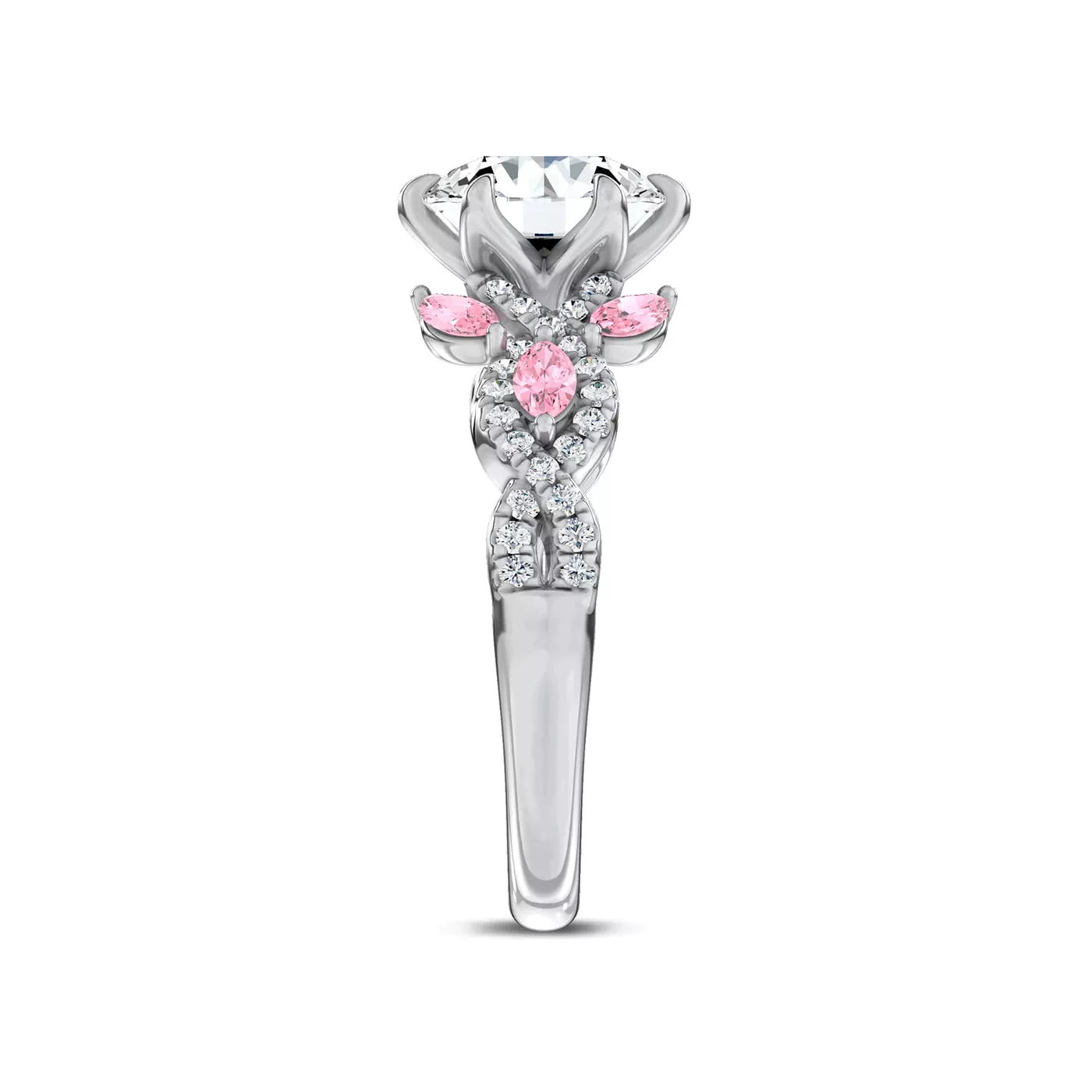 Valora Pavé Vine Pink Sapphire Lab Engagement Ring by Christian