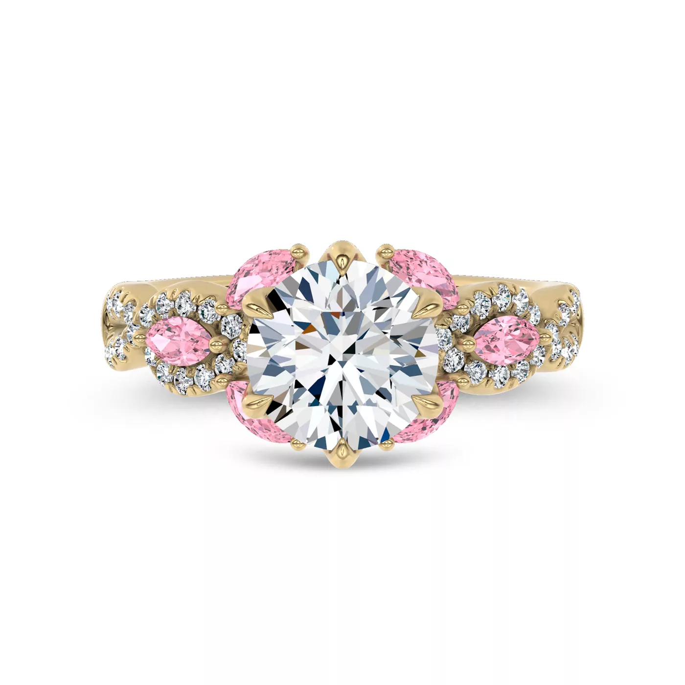 Pavé Band 14K Yellow Gold Engagement Ring