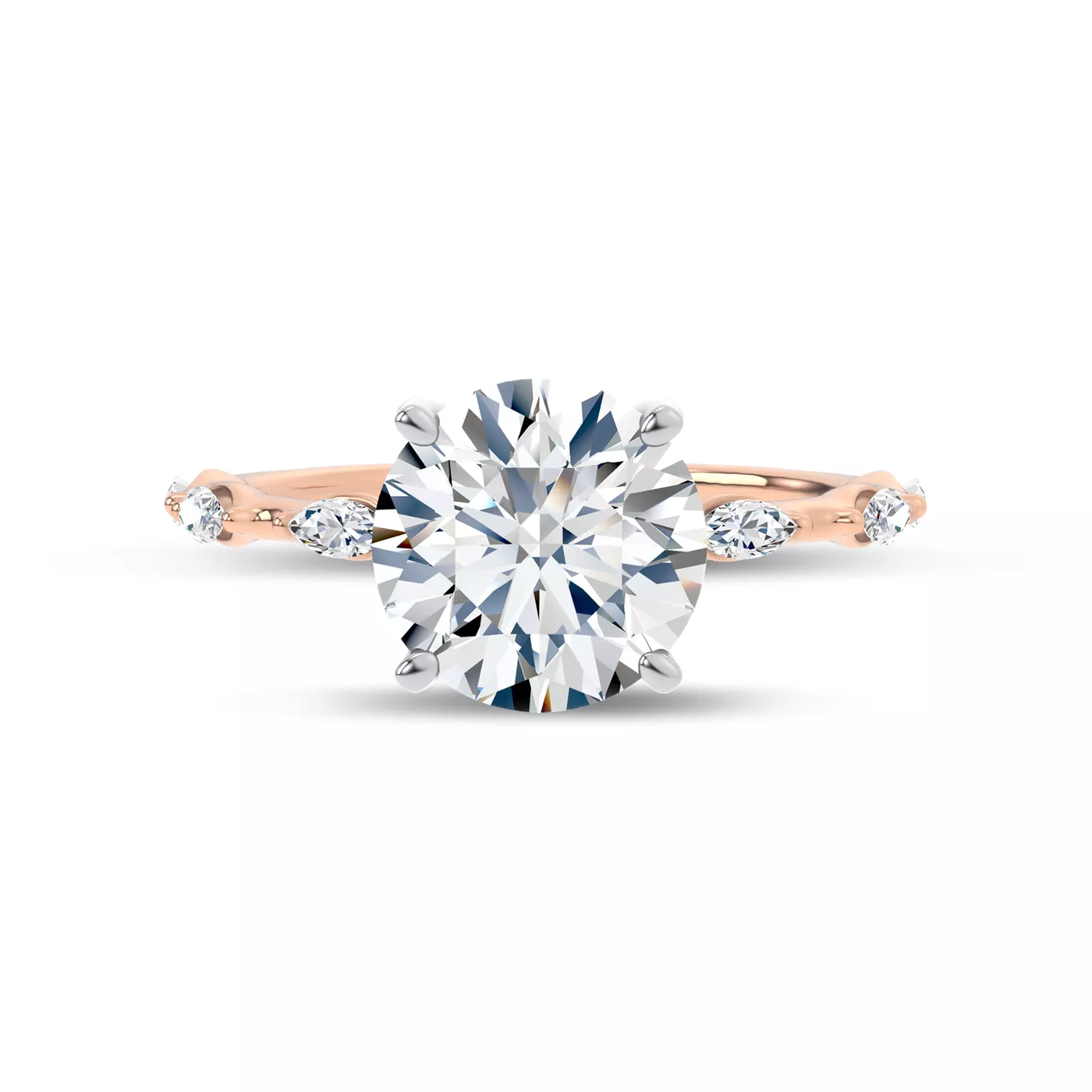 Brilliant Side Accents 14K Rose Gold Engagement Ring