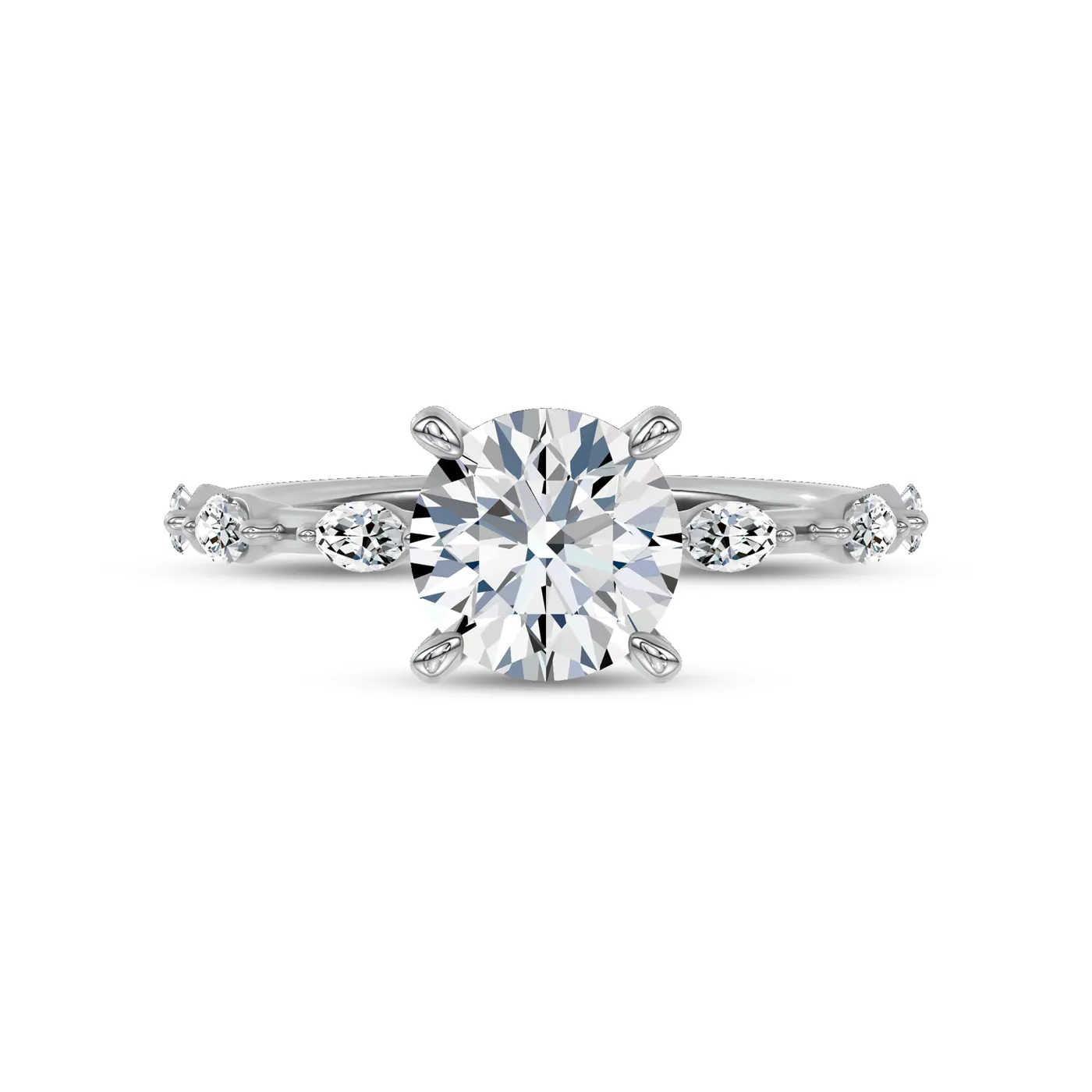 Brilliant Side Accents 14K White Gold Engagement Ring
