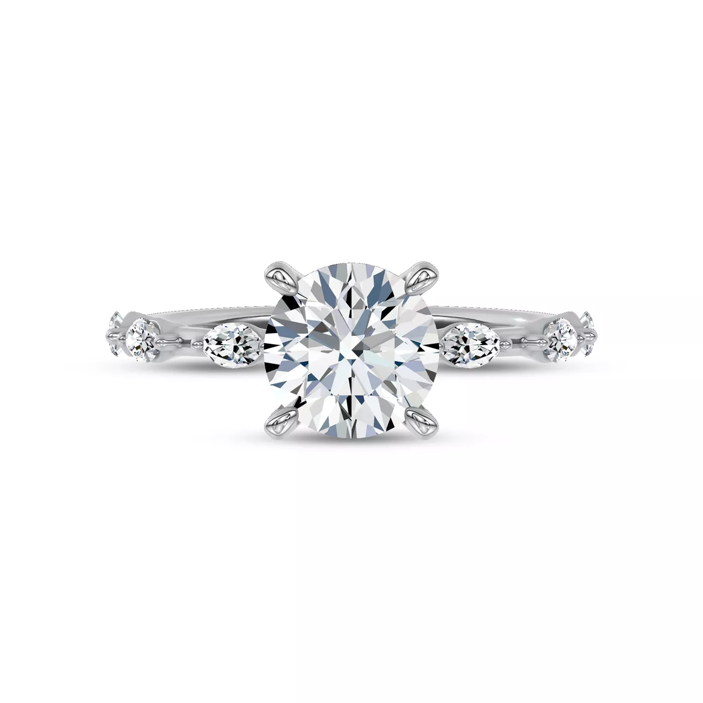 Brilliant Side Accents Platinum Engagement Ring