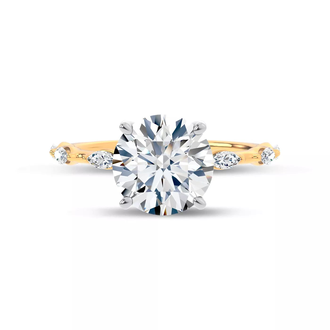 Brilliant Side Accents 14K Yellow Gold Engagement Ring