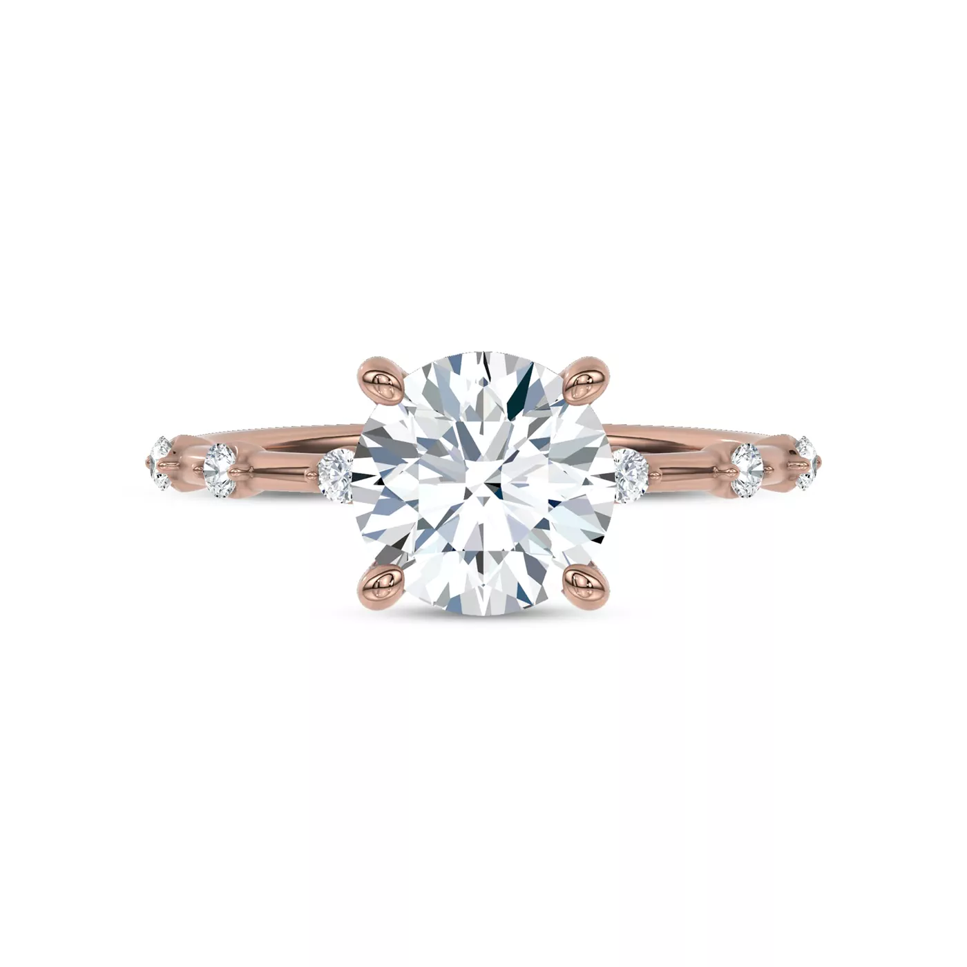 Brilliant Side Accents 14K Rose Gold Engagement Ring