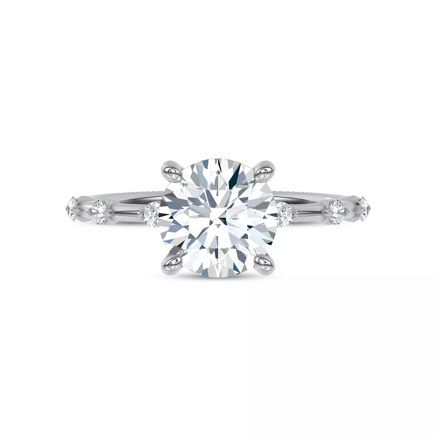 Brilliant Side Accents Platinum Engagement Ring