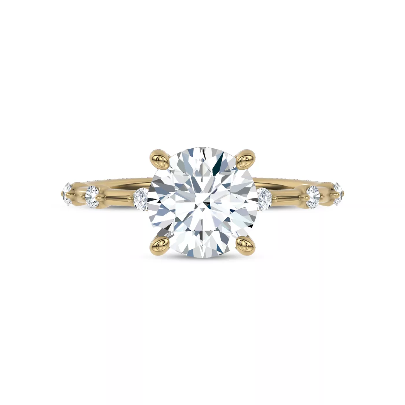 Brilliant Side Accents 14K Yellow Gold Engagement Ring