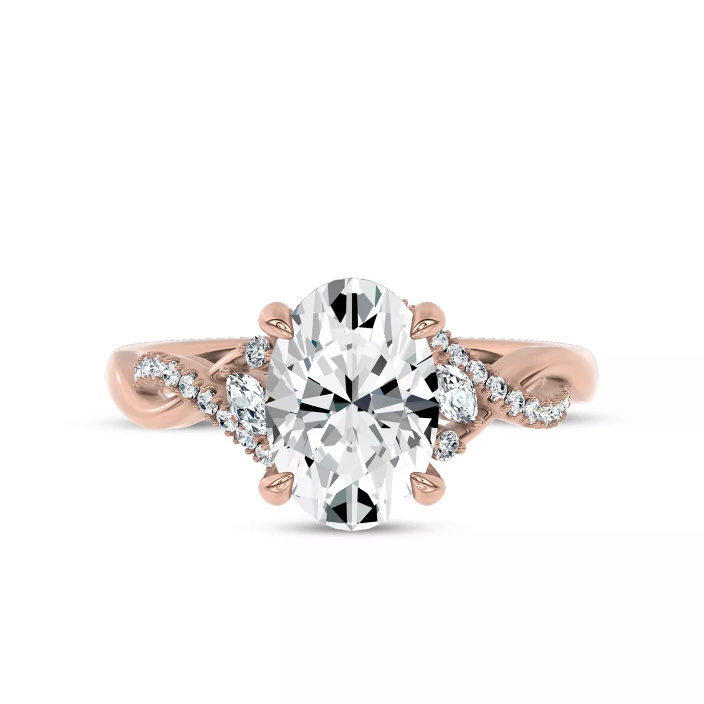 Pavé Strand Arc 14K Rose Gold Engagement Ring