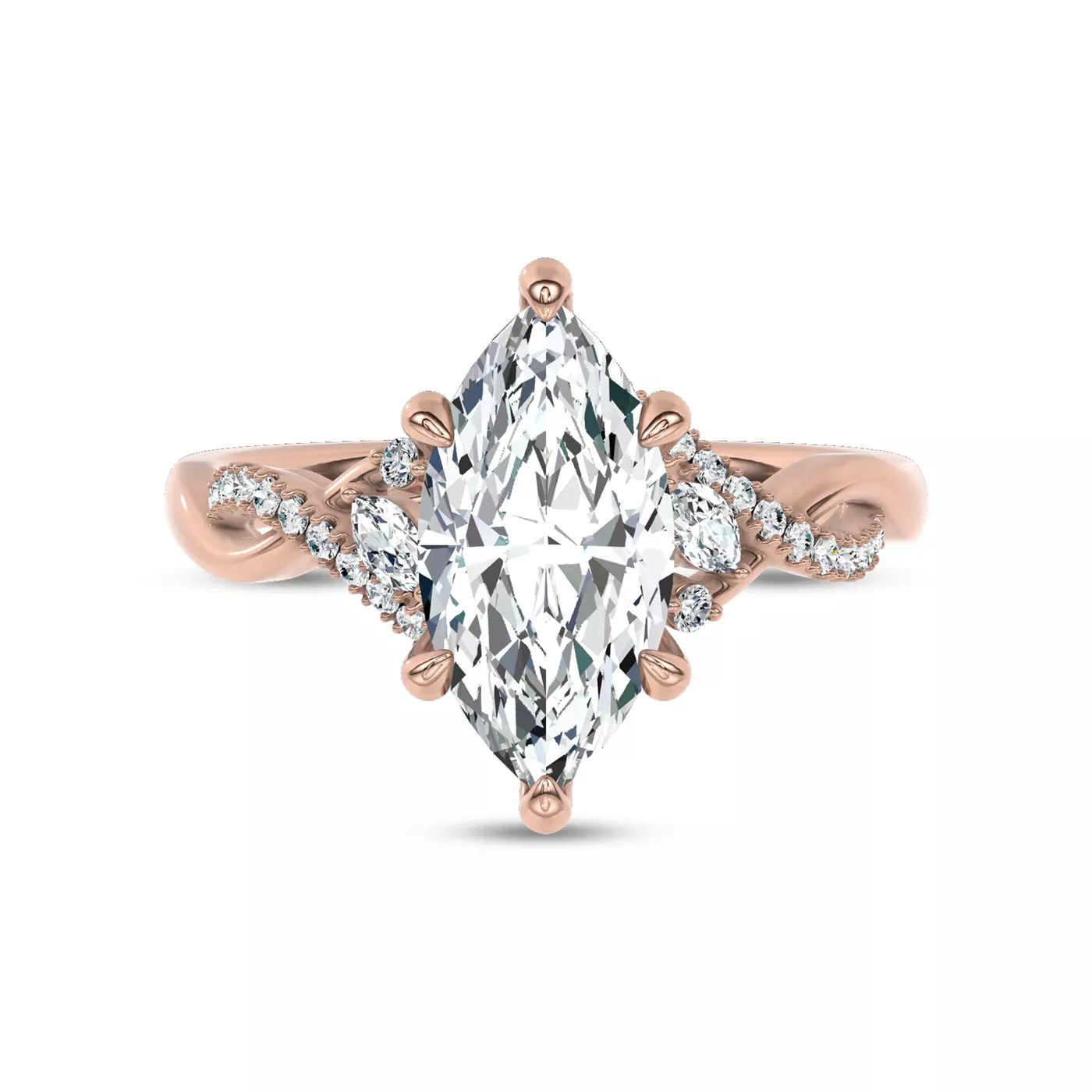 Pavé Strand Arc 14K Rose Gold Engagement Ring