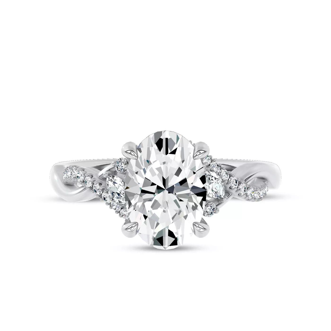 Pavé Strand Arc 14K White Gold Engagement Ring