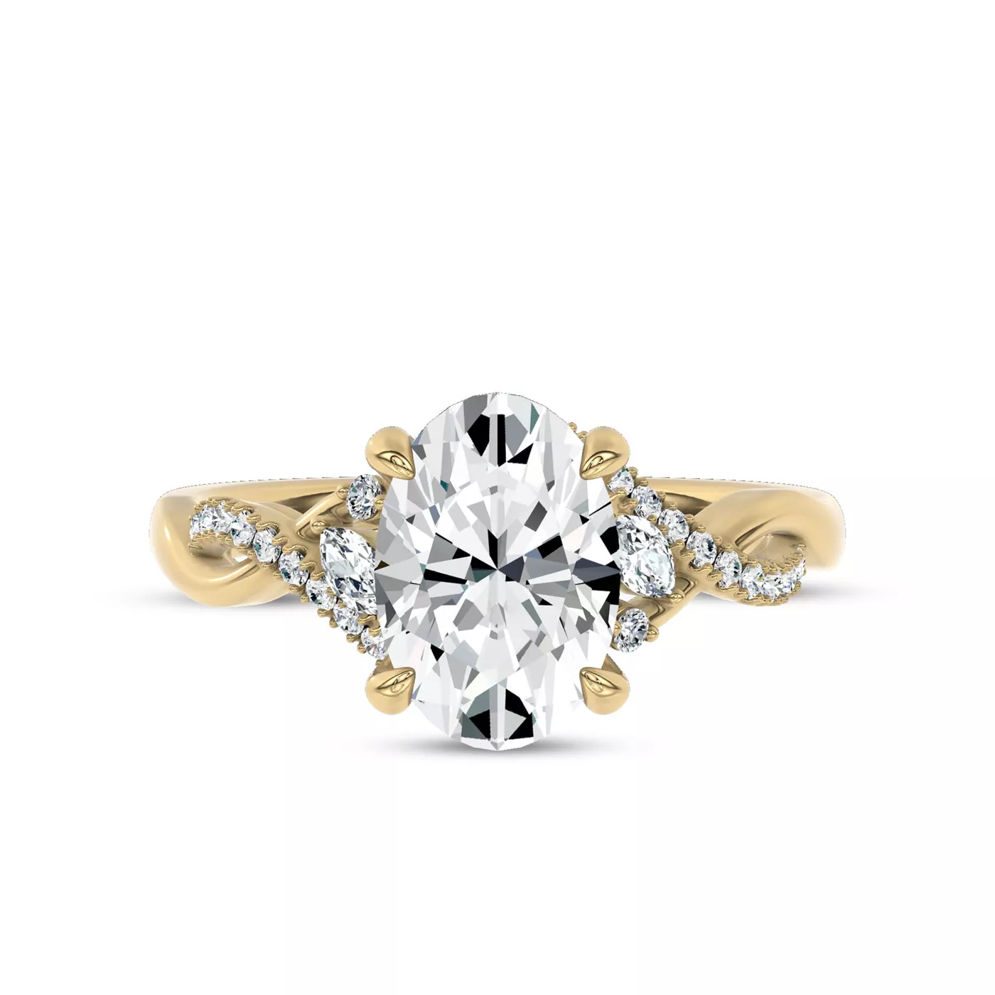 Brilliant Side Accents 14K Yellow Gold Engagement Ring