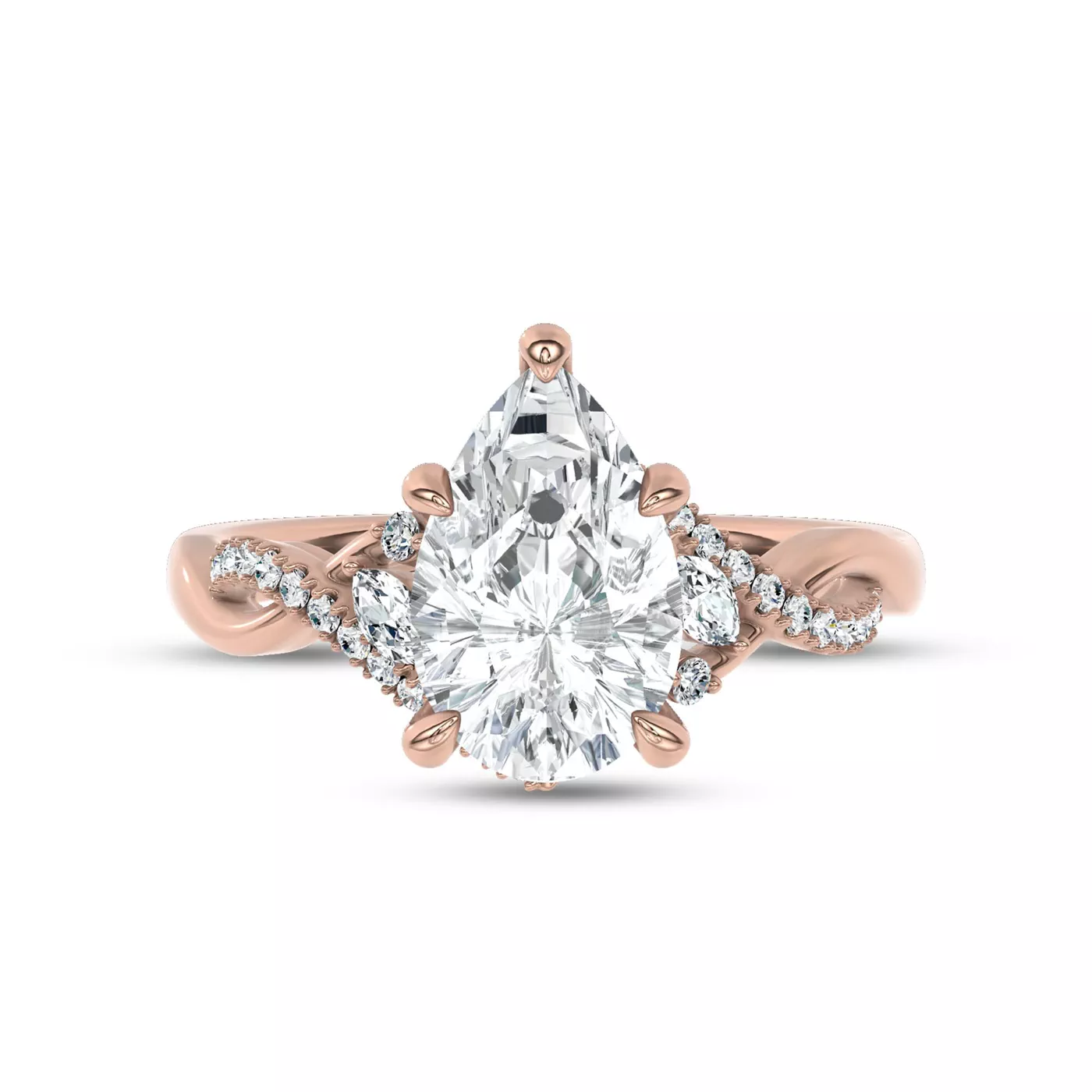 Pavé Strand Arc 18K Rose Gold Engagement Ring