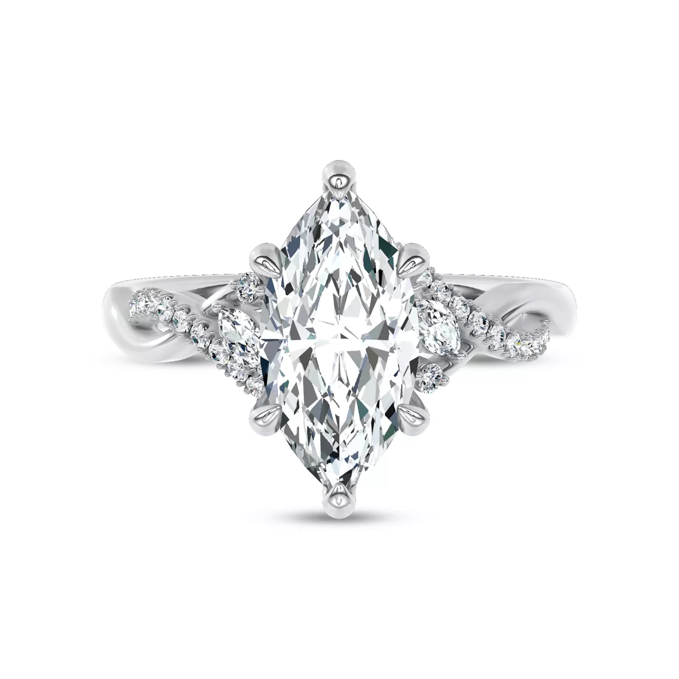 Pavé Strand Arc 18K White Gold Engagement Ring