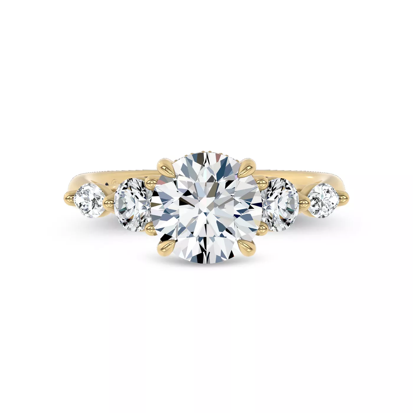 Brilliant Side Accents 14K Yellow Gold Engagement Ring