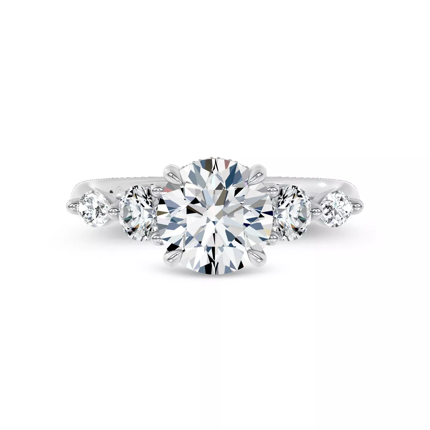 Brilliant Side Accents Platinum Engagement Ring