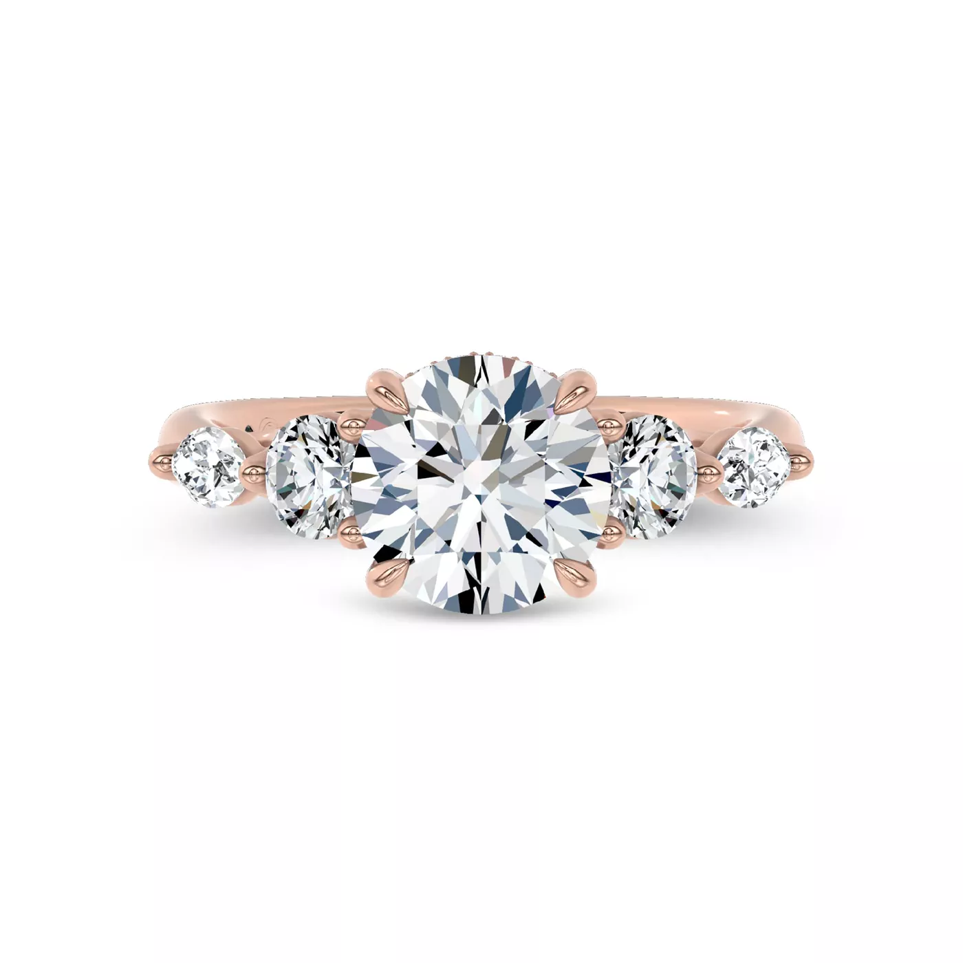 Brilliant Side Accents 18K Rose Gold Engagement Ring