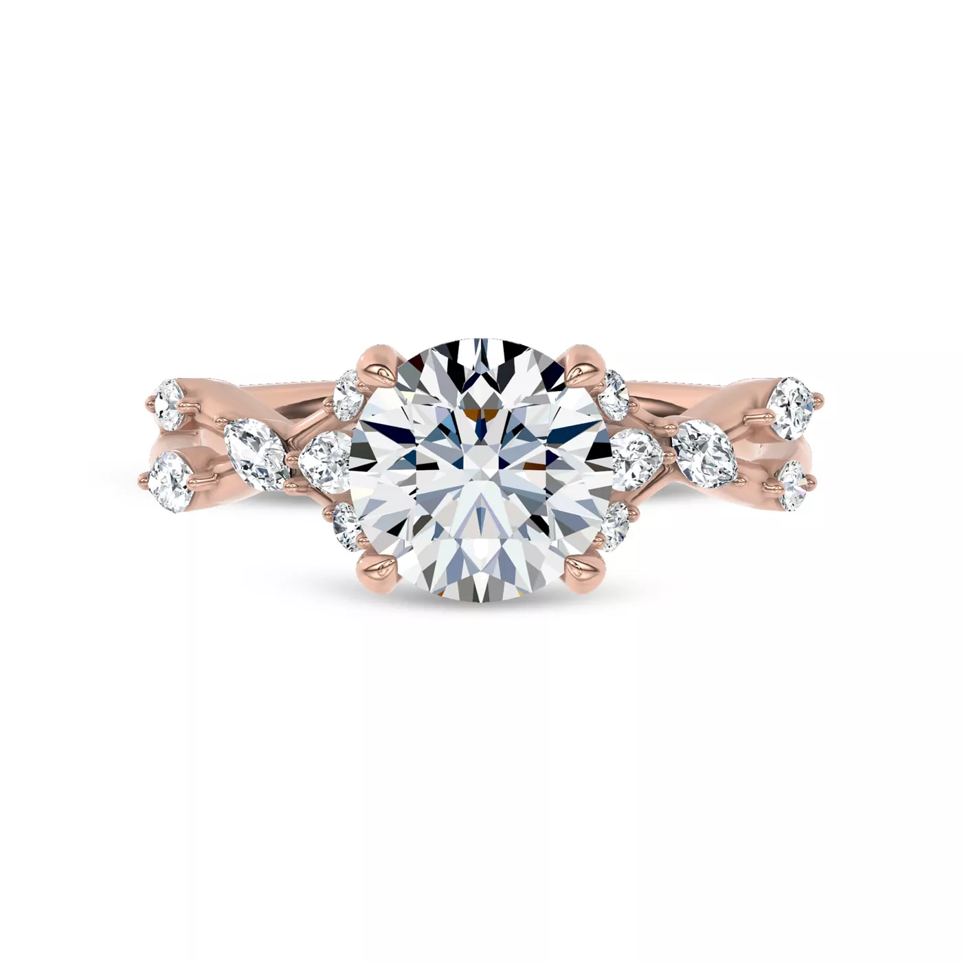 Mixed-Shape Lab Vines 14K Rose Gold Engagement Ring