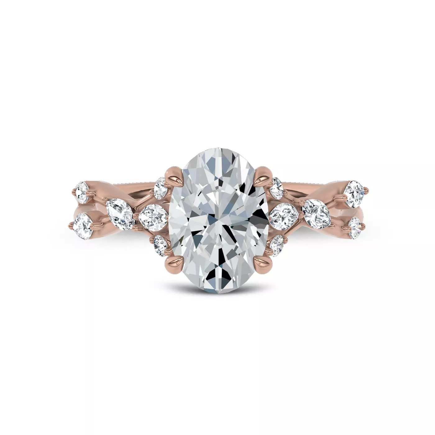 Mixed-Shape Lab Vines 14K Rose Gold Engagement Ring