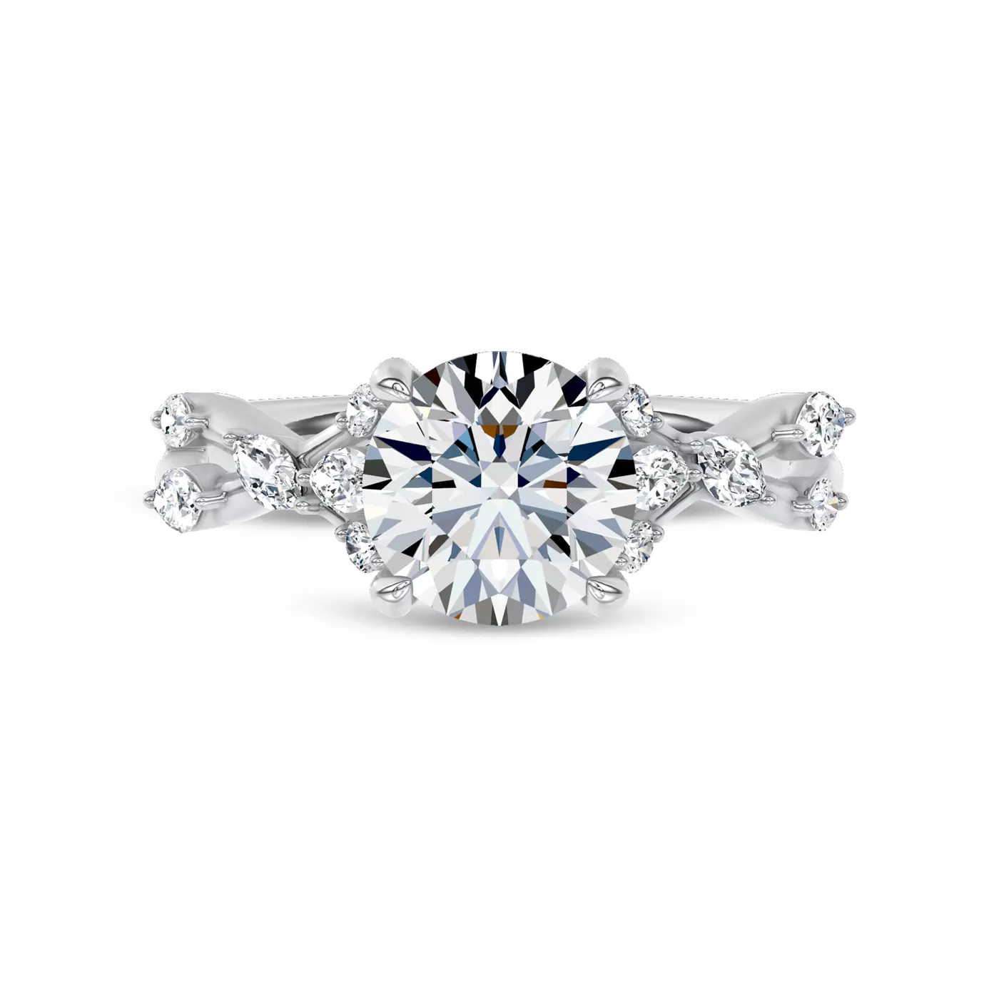 Mixed-Shape Lab Vines 14K White Gold Engagement Ring