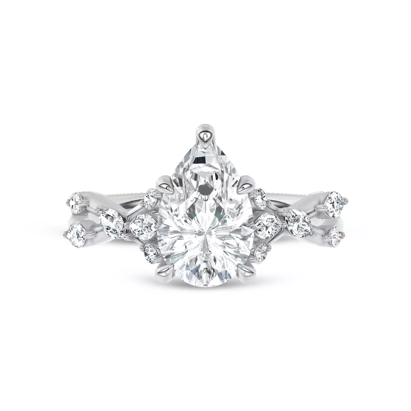 Mixed-Shape Lab Vines 14K White Gold Engagement Ring