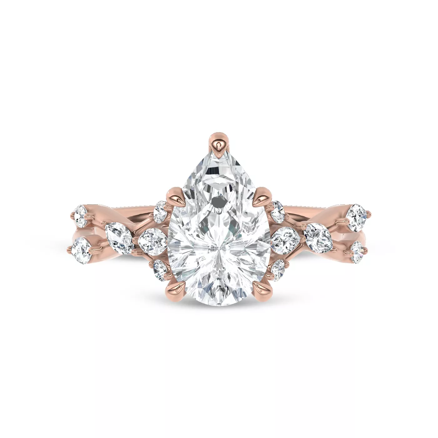 Mixed-Shape Lab Vines 18K Rose Gold Engagement Ring