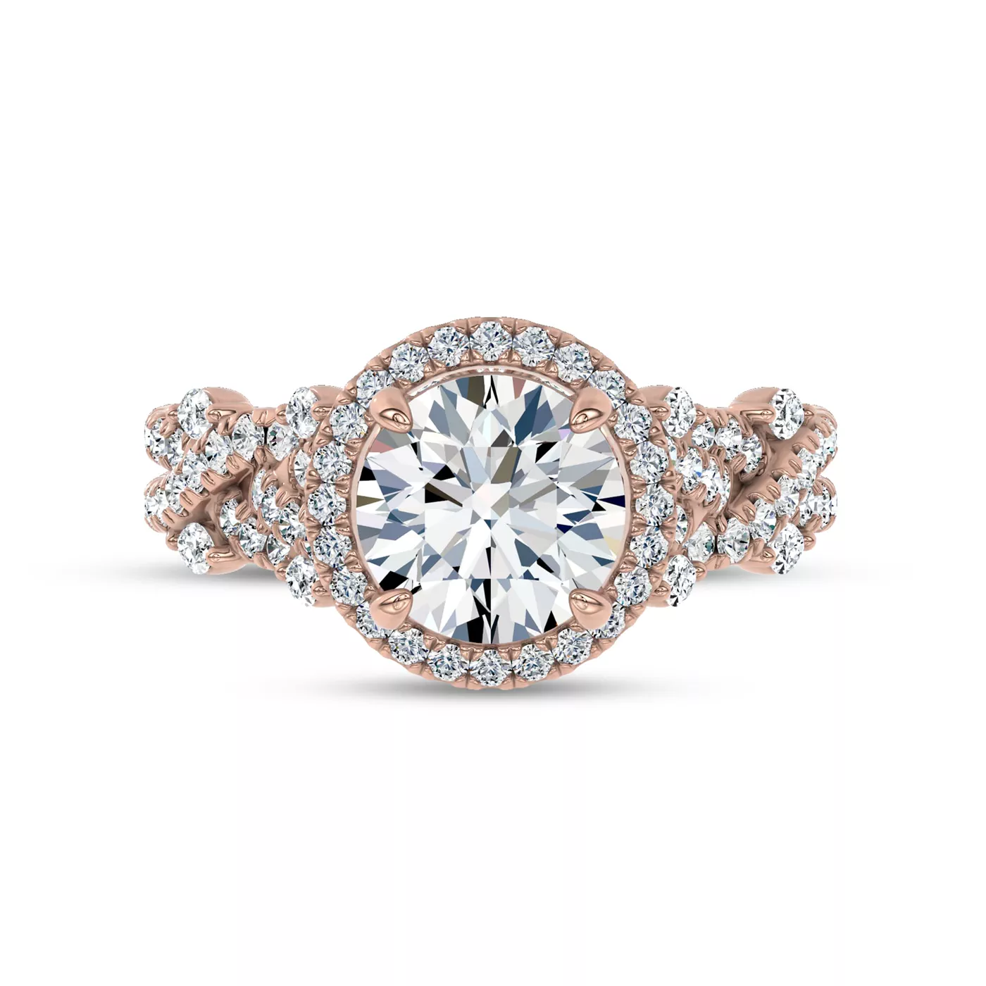 Brilliant Side Accents 14K Rose Gold Engagement Ring