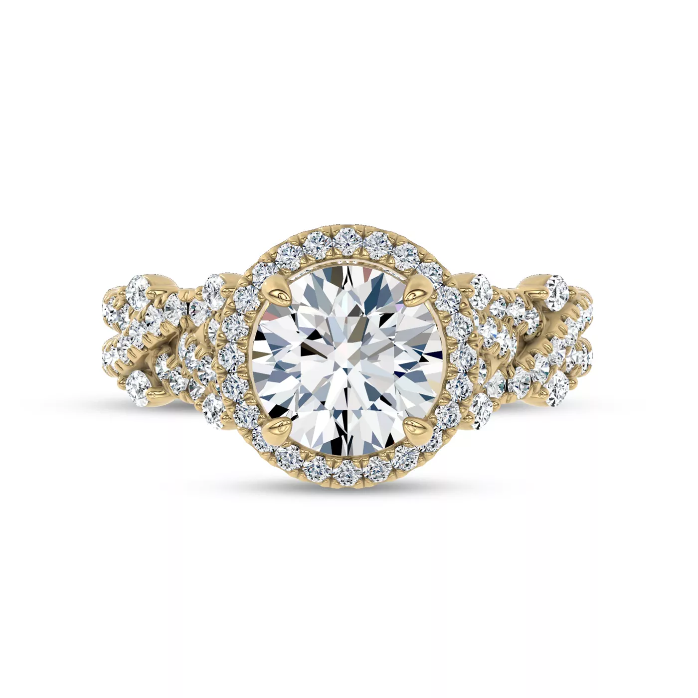 Brilliant Side Accents 18K Yellow Gold Engagement Ring