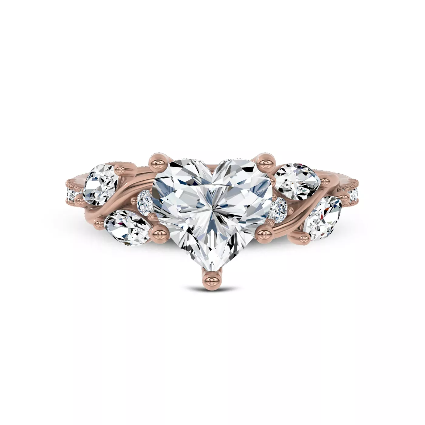 Curved Vine Shoulders 14K Rose Gold Engagement Ring