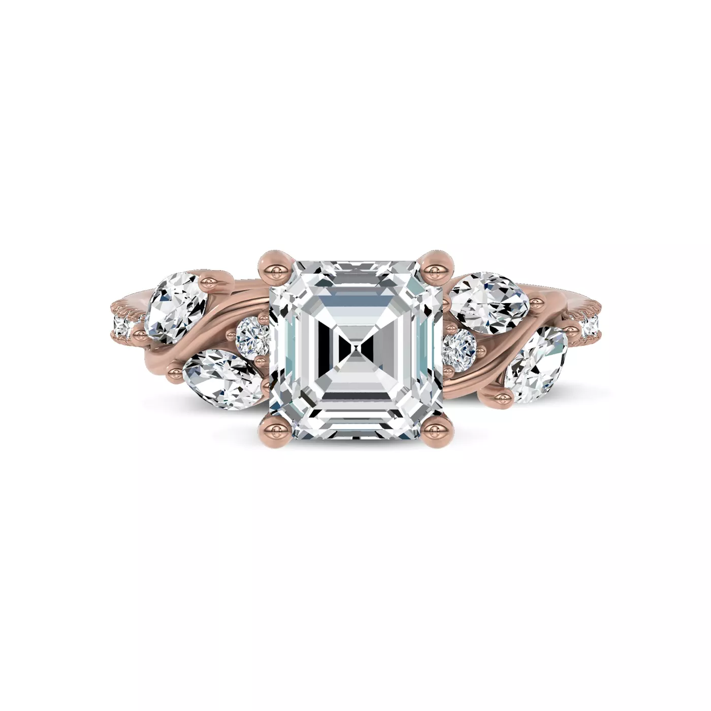 Curved Vine Shoulders 14K Rose Gold Engagement Ring