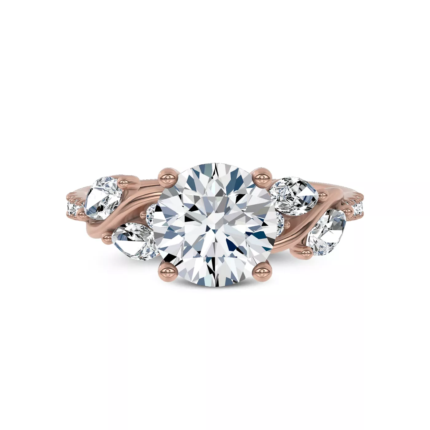 Curved Vine Shoulders 14K Rose Gold Engagement Ring