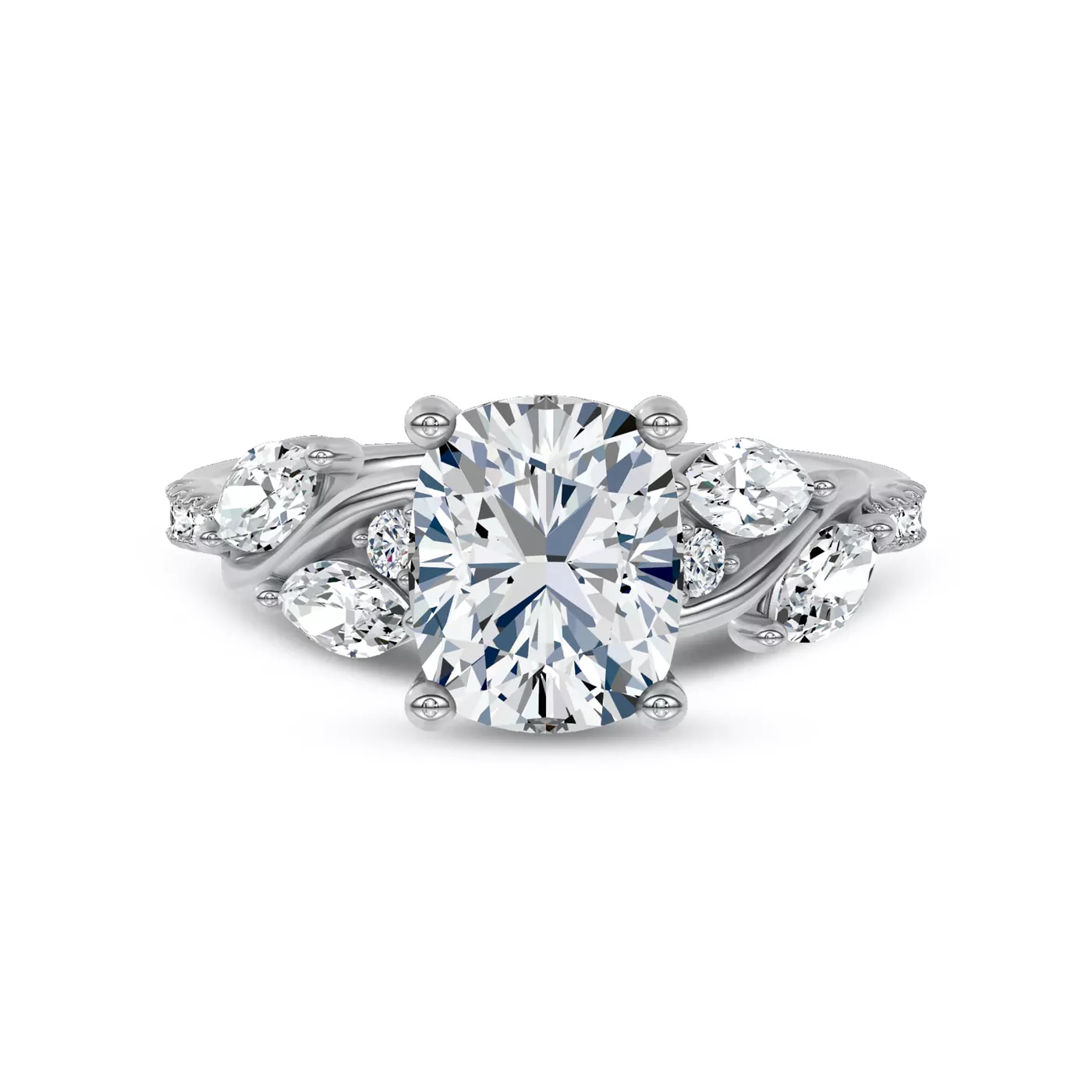 Curved Vine Shoulders Platinum Engagement Ring