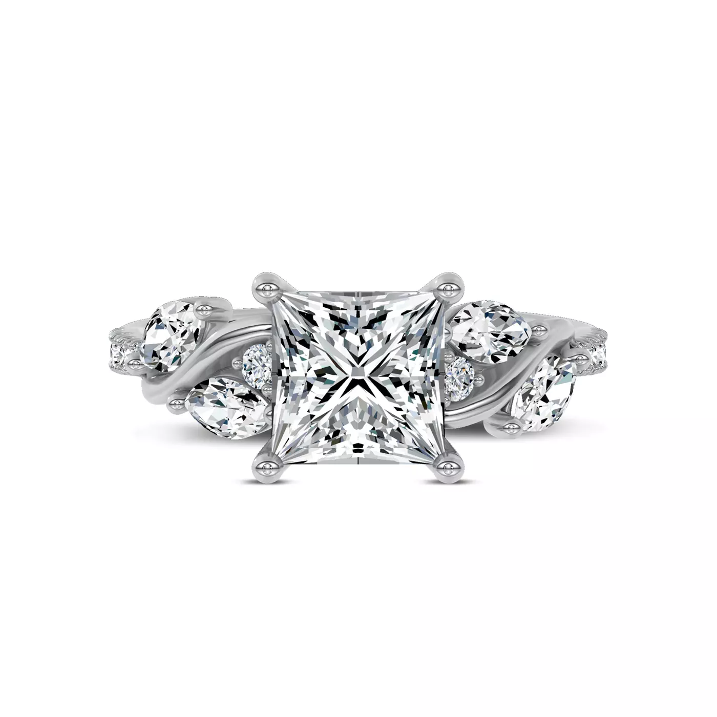 Curved Vine Shoulders Platinum Engagement Ring
