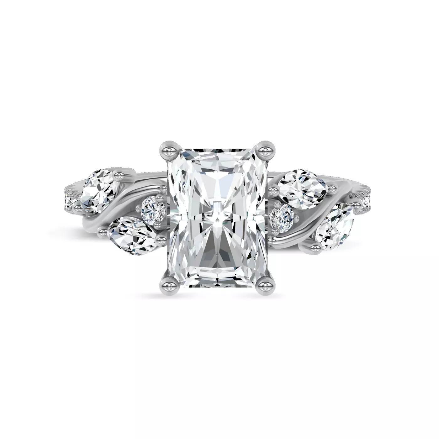 Curved Vine Shoulders Platinum Engagement Ring