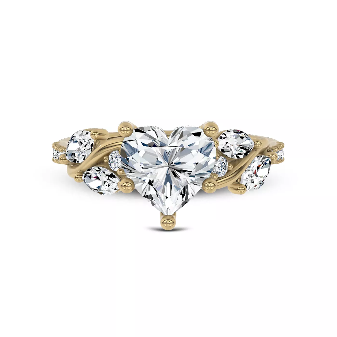 Curved Vine Shoulders 14K Yellow Gold Engagement Ring