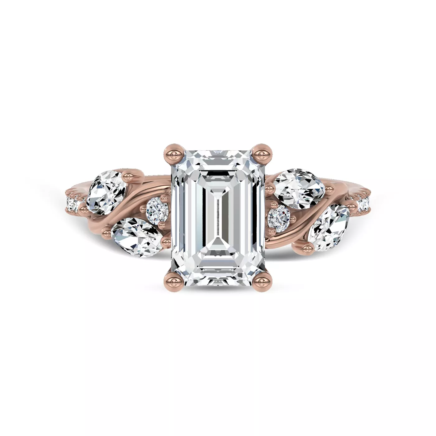 Curved Vine Shoulders 18K Rose Gold Engagement Ring
