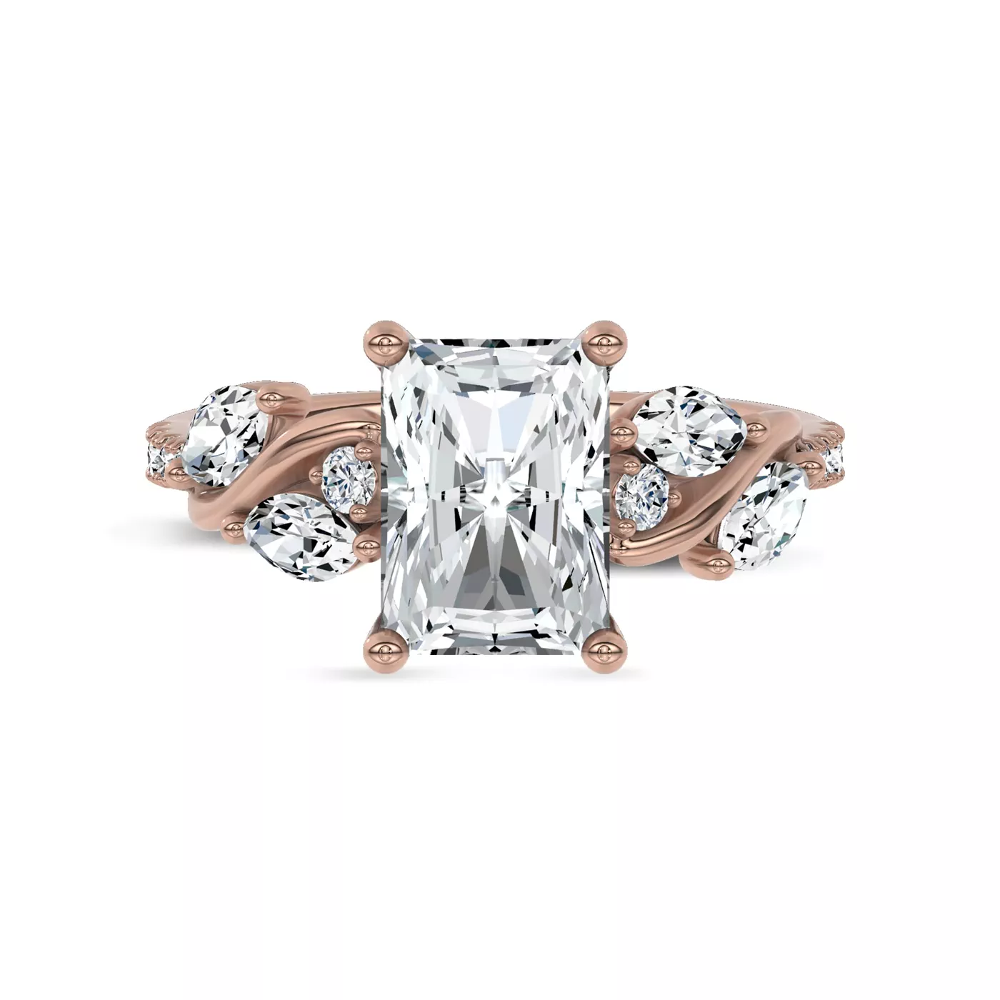 Curved Vine Shoulders 18K Rose Gold Engagement Ring